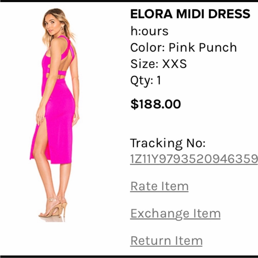 🩷 H:OURS HOT PINK MIDI DRESS